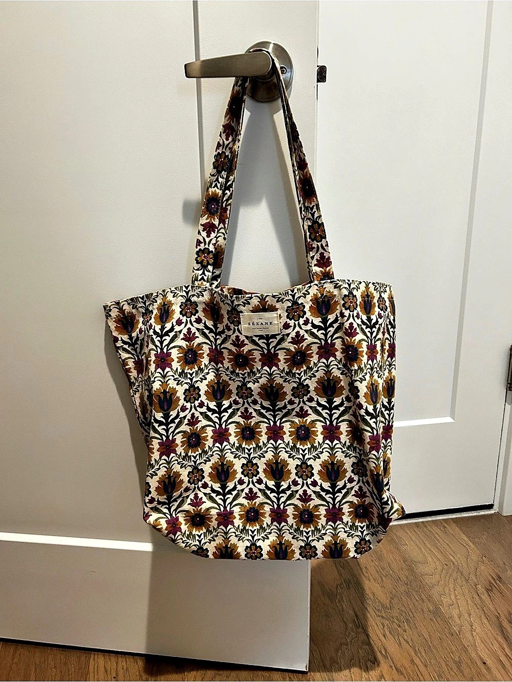 Sézane Floral Tapestry Tote Bag White & Multicolor